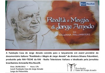 Produção italiana sobre vida e obra de Jorge Amado é lançada em Salvador